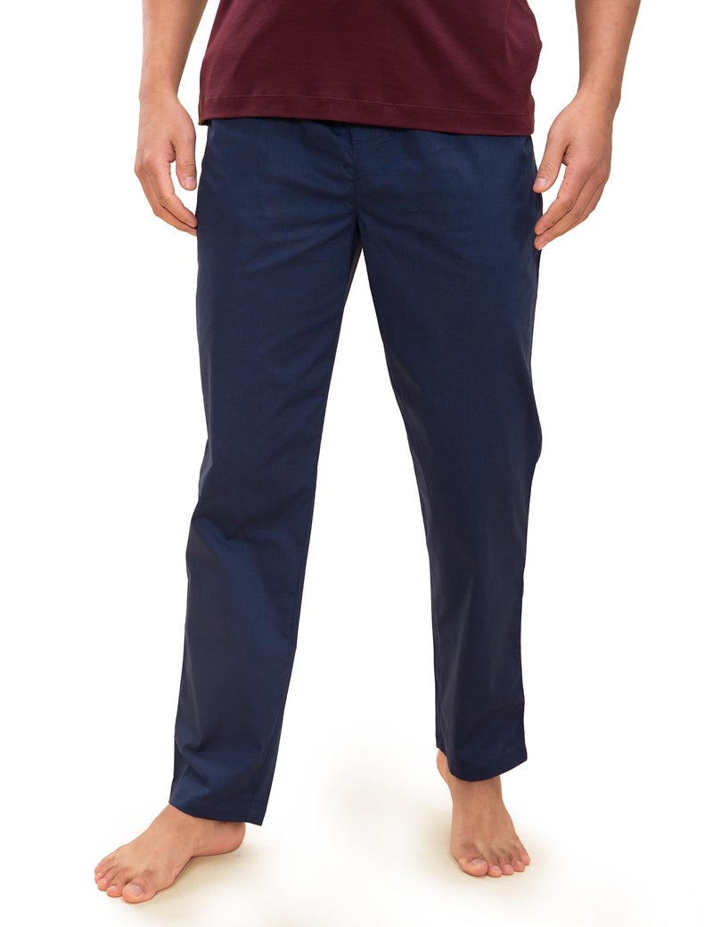DaMENSCH The Stretch Men's Woven Cotton Tapered Fit Pyjama Pants- True Navy blue- Small - Image 1