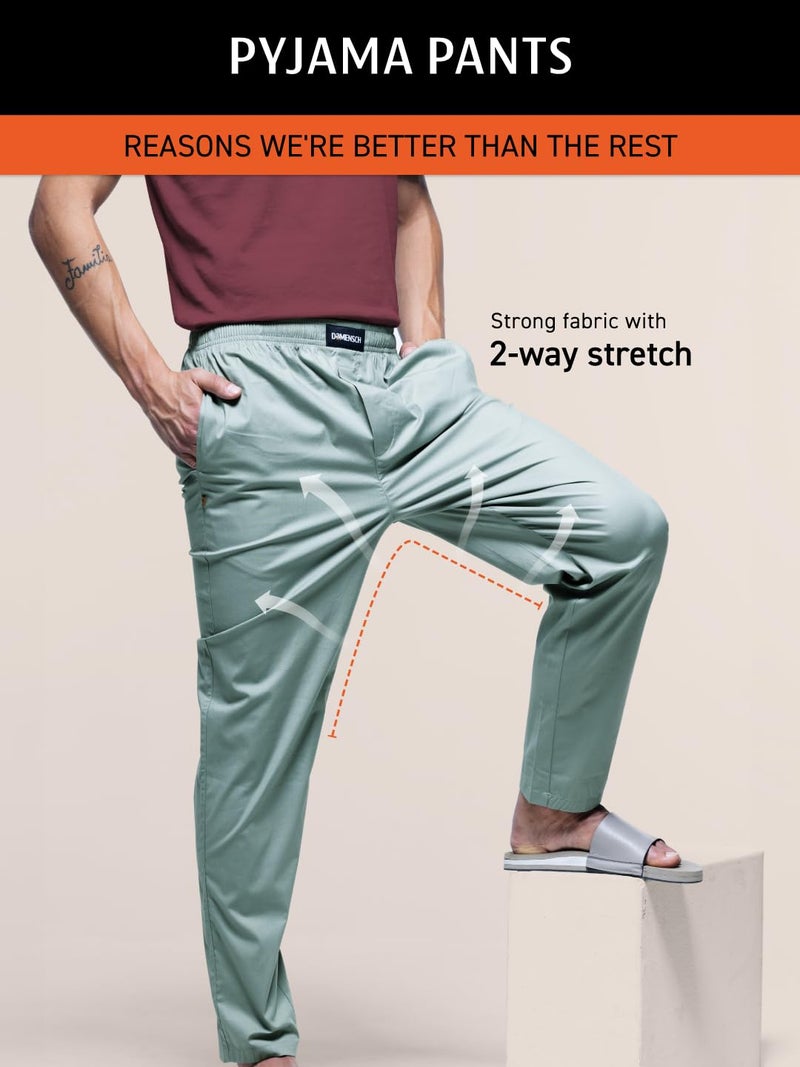DaMENSCH The Stretch Men's Woven Cotton Tapered Fit Pyjama Pants- True Navy blue- Small - Image 4