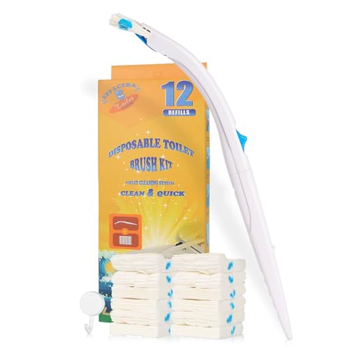 Effacera Disposable Toilet Bowl Brush Holder Bulk Cleaning System, Toilet Refills Fresh for Bathroom Scrubber Cleaning Supplies,1 Toilet Brush+1 Holder+1 Cleaning Glove+12 Count Refills - Image 1