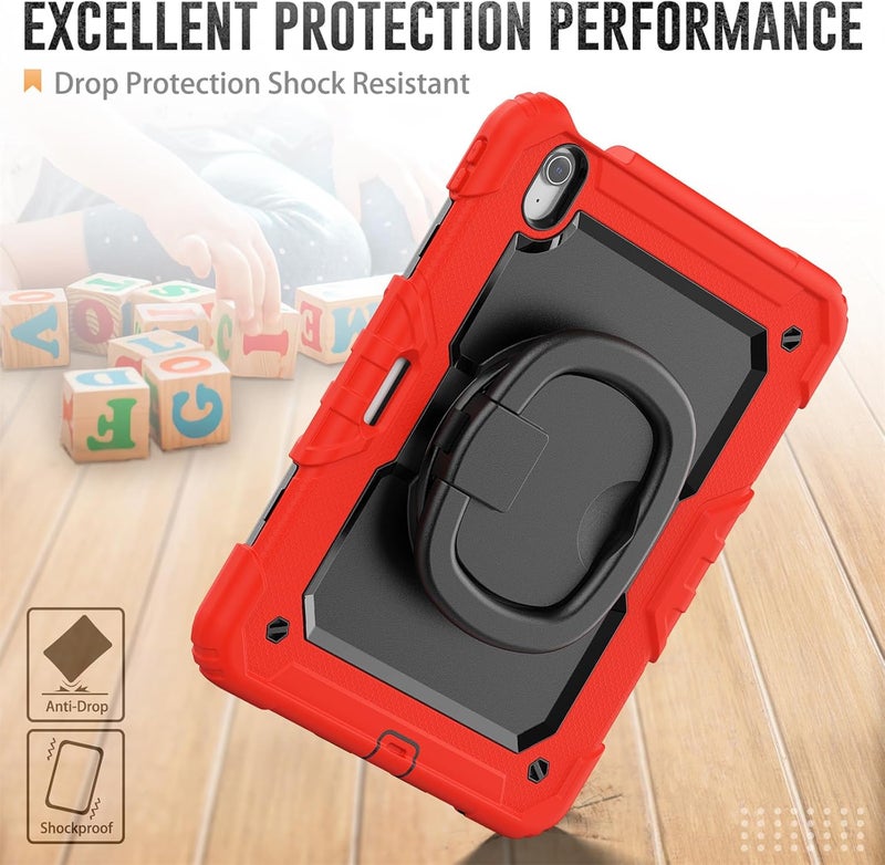 YUANSHXM-Case for iPad Air 11-inch (M2, 2024 Release), 3 Layers Upgraded All-Inclusive Protection Case with 360 Rotating Multi Functional Handle Ring & Stand & Shoulder Strap (J) - Image 2