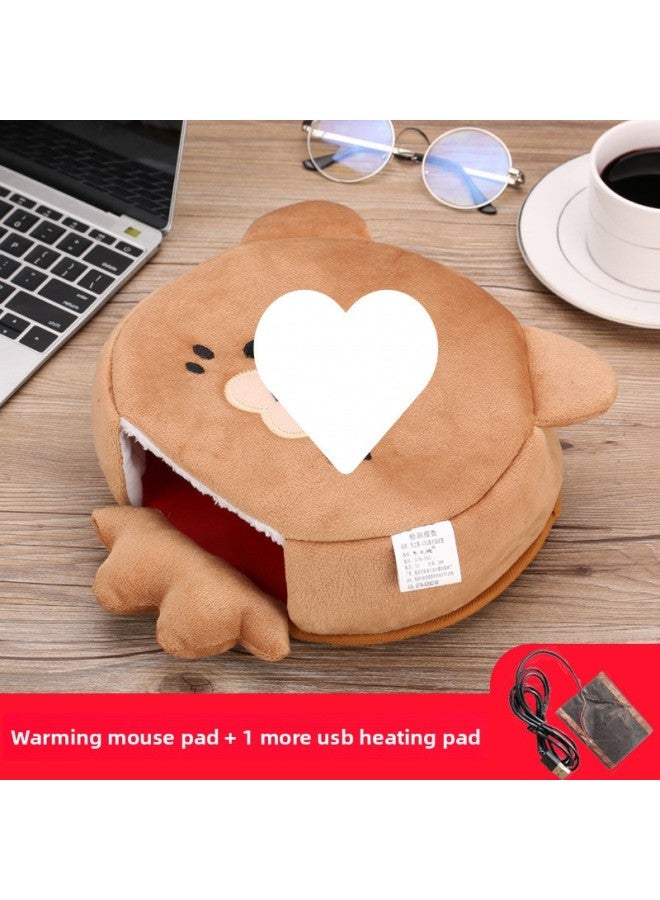 Winter Heating Hand Warmer Mouse Pad With Wrist Guard Winter Mouse Cover Warm Computer Men's Fleece-lined Thickened Gloves Free Shipping-Pattern:Little Tiger + 1 Extra Usb Heating Piece  - Image 1