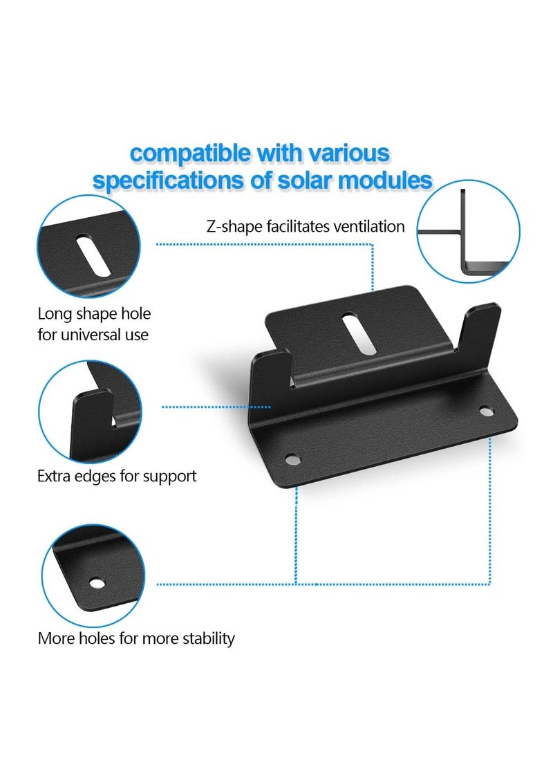Aluminum Z Brackets for Solar Panel Mounting - Set of 4 with Nuts and Bolts, Ideal for RVs, Boats, Walls, Caravans, Yachts, and Off-Grid Installations - Black Finish.