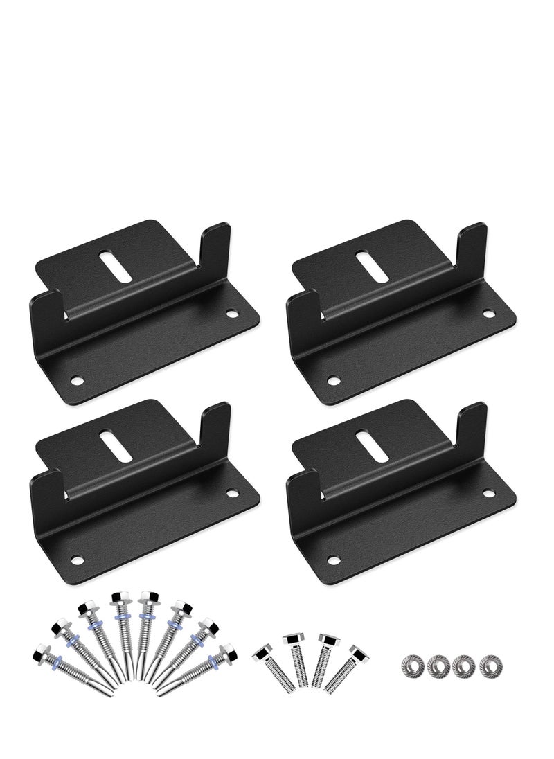 Aluminum Z Brackets for Solar Panel Mounting - Set of 4 with Nuts and Bolts, Ideal for RVs, Boats, Walls, Caravans, Yachts, and Off-Grid Installations - Black Finish.