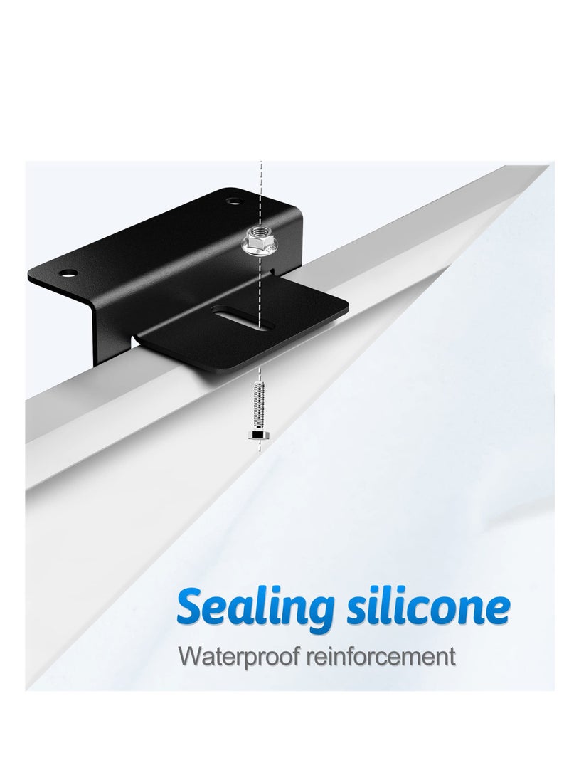 Aluminum Z Brackets for Solar Panel Mounting - Set of 4 with Nuts and Bolts, Ideal for RVs, Boats, Walls, Caravans, Yachts, and Off-Grid Installations - Black Finish.