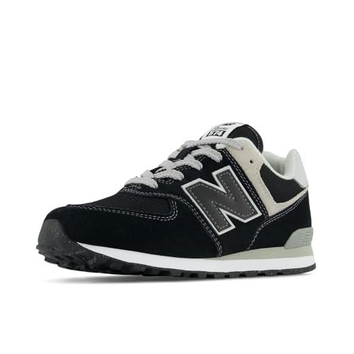 New Balance Kid's 574 Core Lace-Up Sneaker, Black/White, 7 M Big Kid (8-12 Years) - Image 1