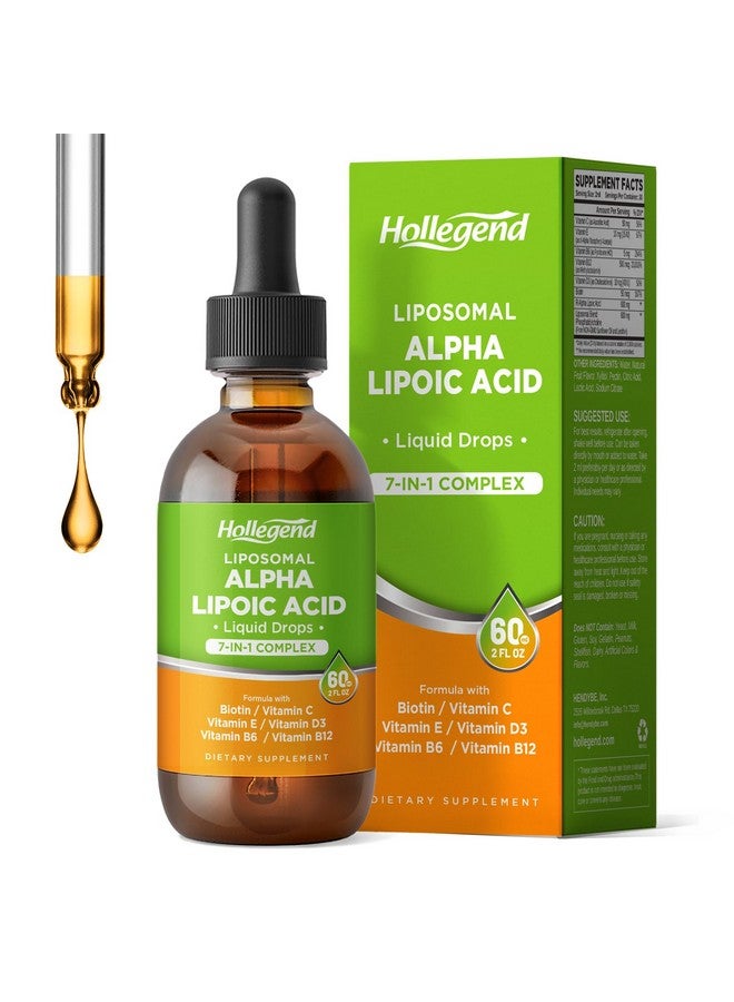 Hollegend Liposomal Liquid Alpha Lipoic Acid drops, 600 MG R-Alpha Lipoic Acid Supplement with Biotin & Multivitamins, ALA for Antioxidant, Brain Health and Nerve Support, Pineapple Flavor, Sugar Free, 2 FL OZ - Image 1