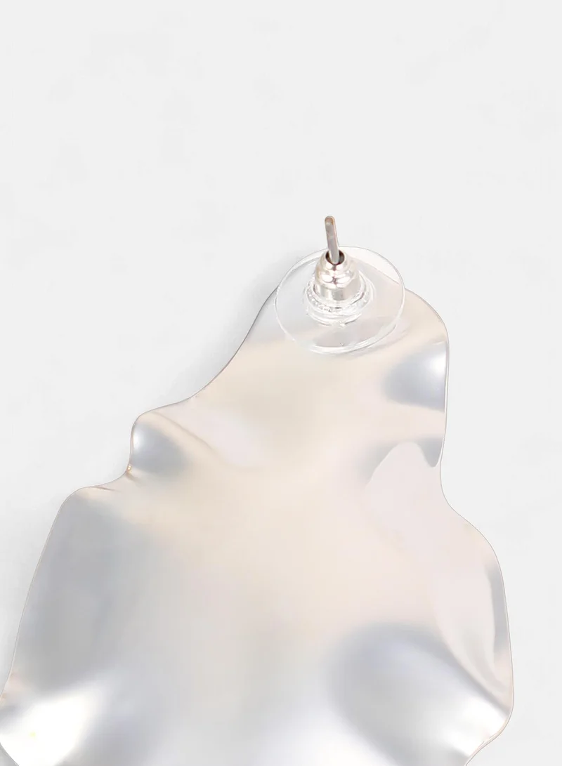 Sohi  Women The Techno-Flora Statement Earrings | Chrome Silver Colour | One-Size | Metallic Alloy Material | Push Back Closure | Earrings For Evening & Party Wear for Women | Best Price UAE