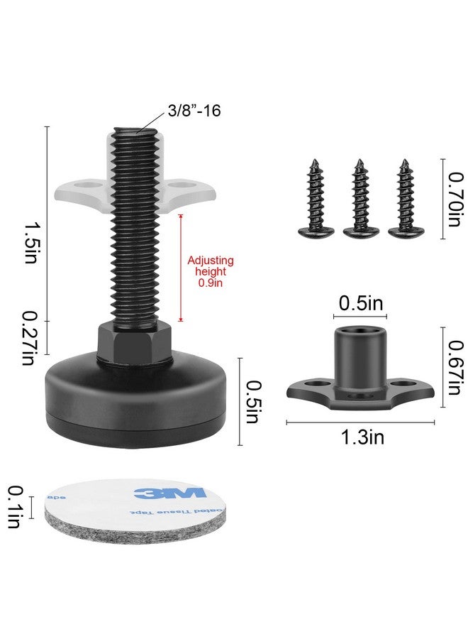 Anwenk Adjustable Leveling Feet Furniture Levelers Table Feet Heavy Duty Leg Levelers for Cabinets Sofa Tables Chairs,Support 1320LBs, T-Nut Kit 3/8”-16 Thread, Large Base- 8 Pack, Black - Image 2