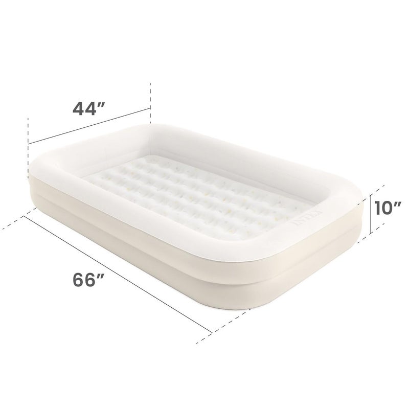 Intex 66811EP Inflatable Kidz Travel Bed Set, Includes Hand Pump and Carry Bag, Removable Mattress, Quick Inflation, Indoor Use, 42in x 66in x 10in, Beige Color with Star Print Frame - Image 2