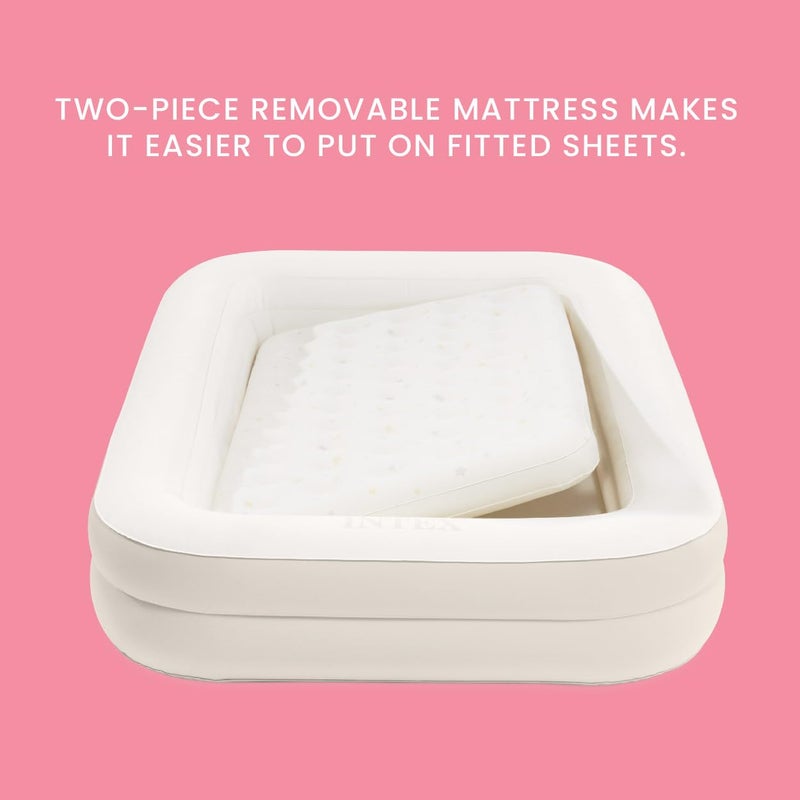 Intex 66811EP Inflatable Kidz Travel Bed Set, Includes Hand Pump and Carry Bag, Removable Mattress, Quick Inflation, Indoor Use, 42in x 66in x 10in, Beige Color with Star Print Frame - Image 5