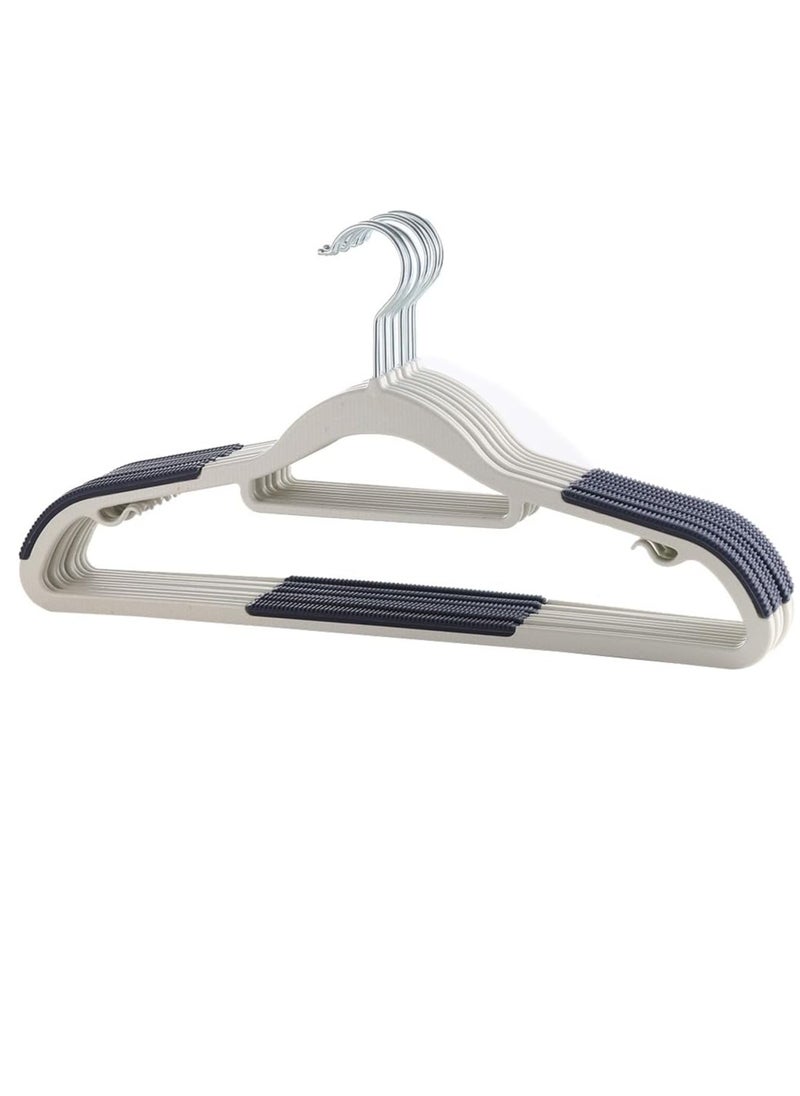 ManGotree 10-Pack Plastic Clothes Hangers, Ultra Thin Non-Slip Clothes Hanger Space Saving Coat Hangers, 360°Rotating Hook, Pant Hangers (RG-WT-BLUE)