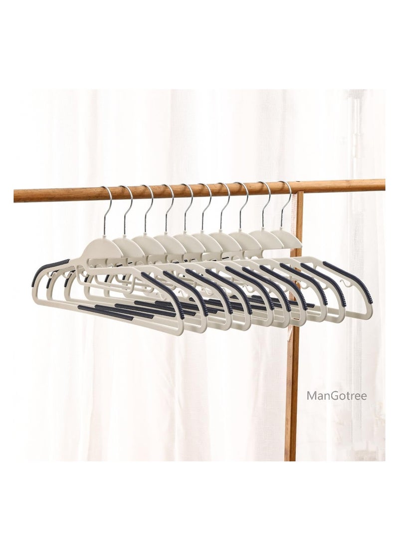 ManGotree 10-Pack Plastic Clothes Hangers, Ultra Thin Non-Slip Clothes Hanger Space Saving Coat Hangers, 360°Rotating Hook, Pant Hangers (RG-WT-BLUE)