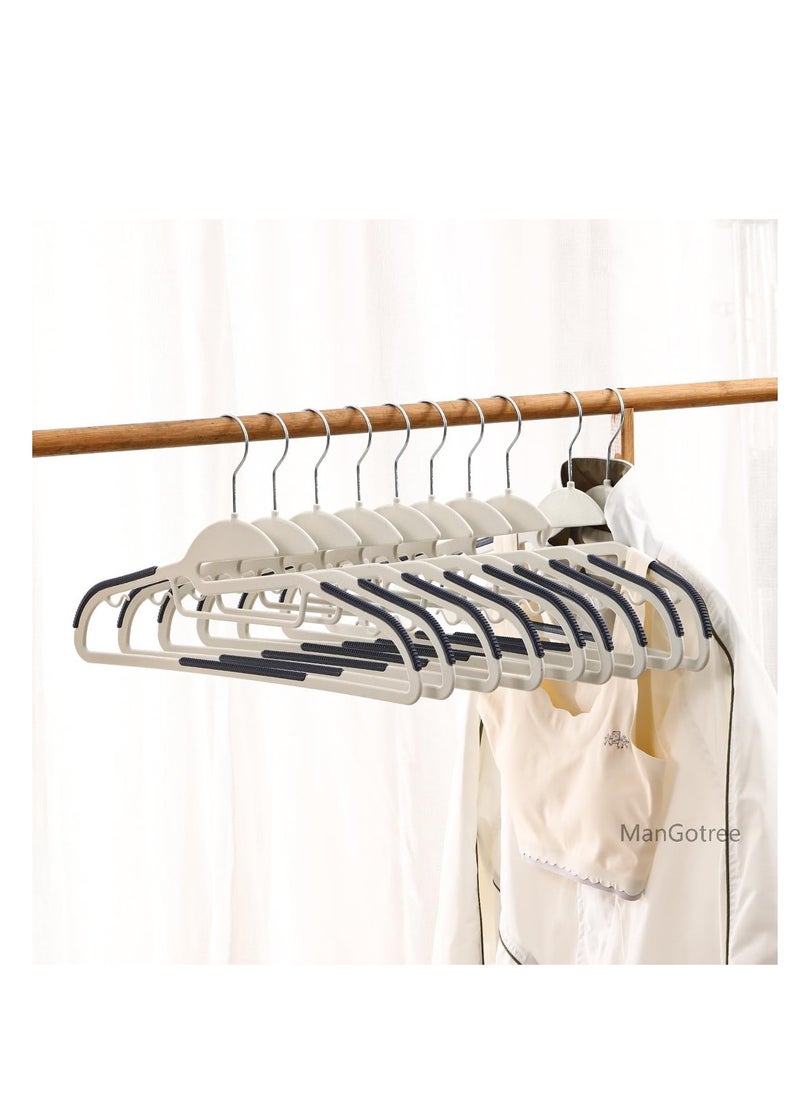 ManGotree 10-Pack Plastic Clothes Hangers, Ultra Thin Non-Slip Clothes Hanger Space Saving Coat Hangers, 360°Rotating Hook, Pant Hangers (RG-WT-BLUE)