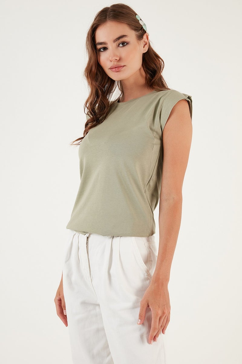 Lela Cotton Crew Neck Sleeveless T Shirt Women's T Shirt 5864019  - Image 2