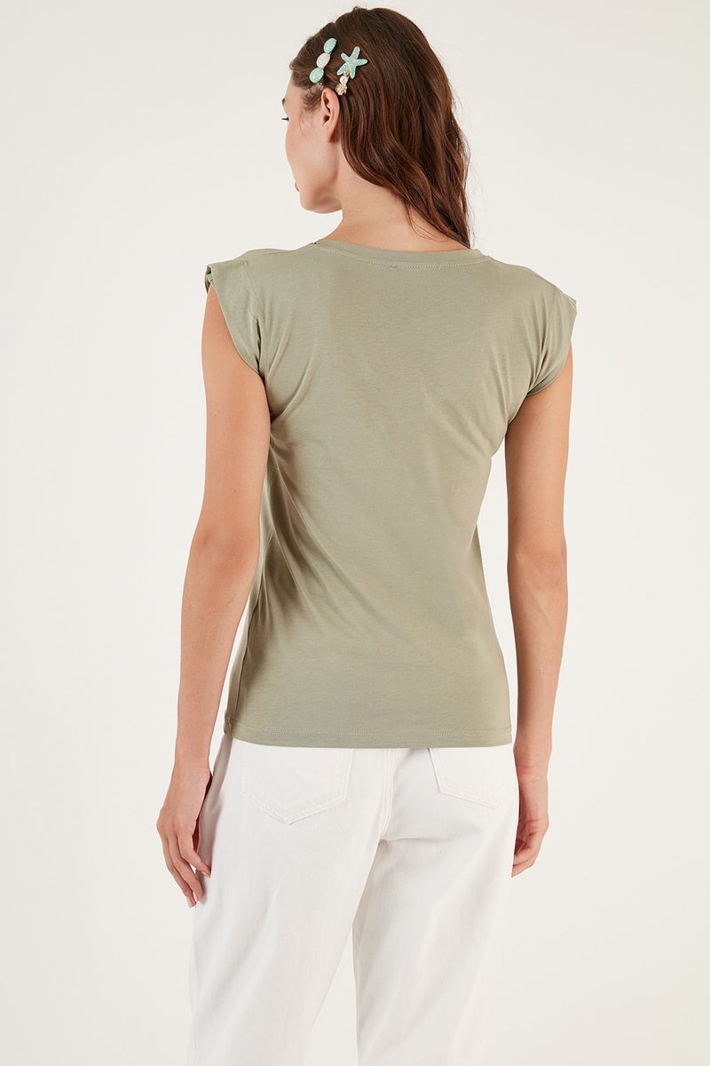 Lela Cotton Crew Neck Sleeveless T Shirt Women's T Shirt 5864019  - Image 5