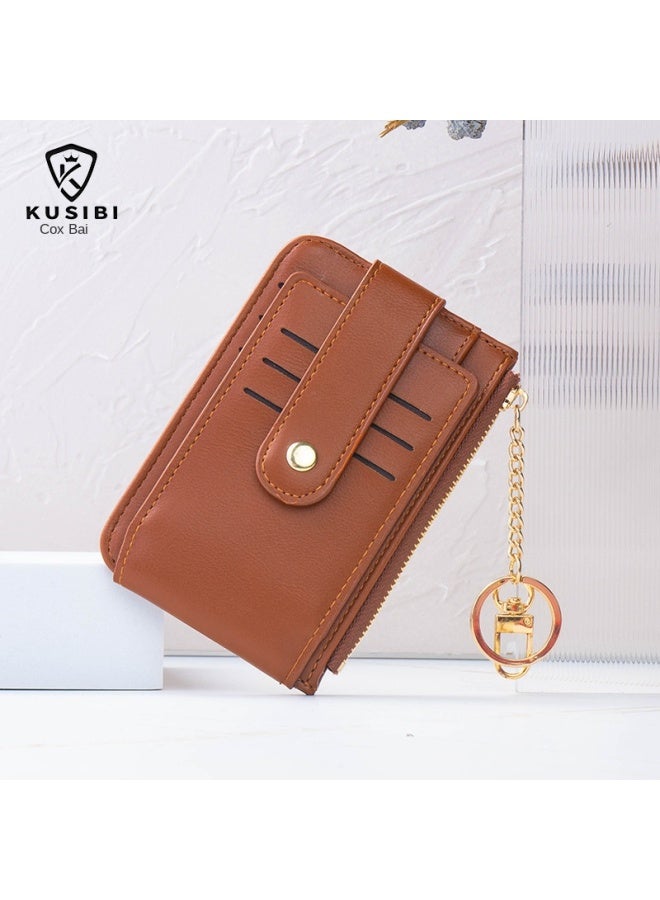Simple Solid Color Student Multi-card Zipper Coin Purse Women's Short Wallet For Women