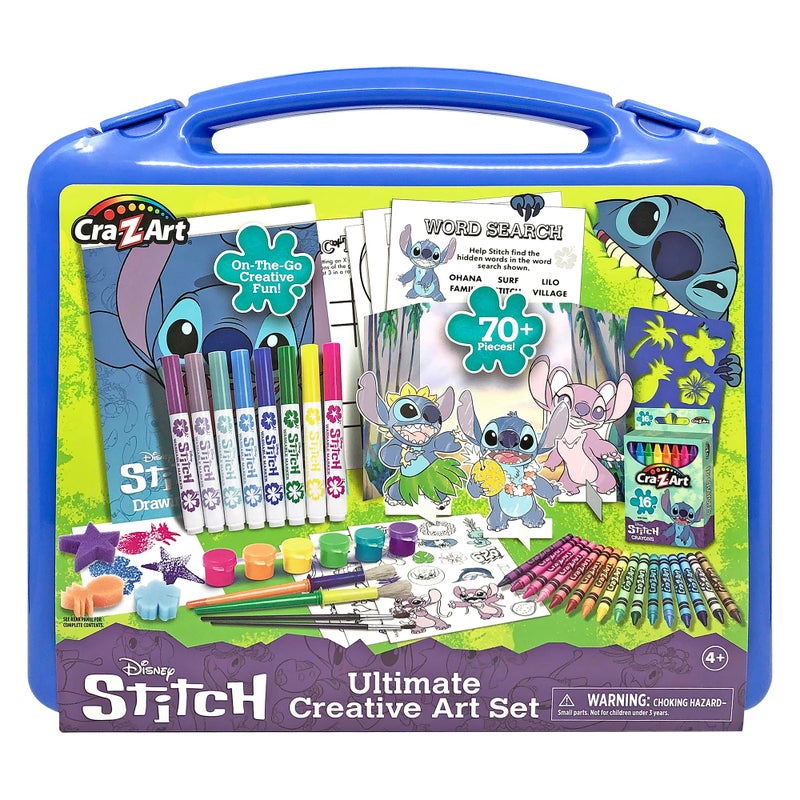 CrazArt Disney Stitch Kids Ultimate Creative Activity Arts Crafts Case 70 Pieces for Creative Fun with Fan Favorite Stitch Boys Girls Gift - Image 2