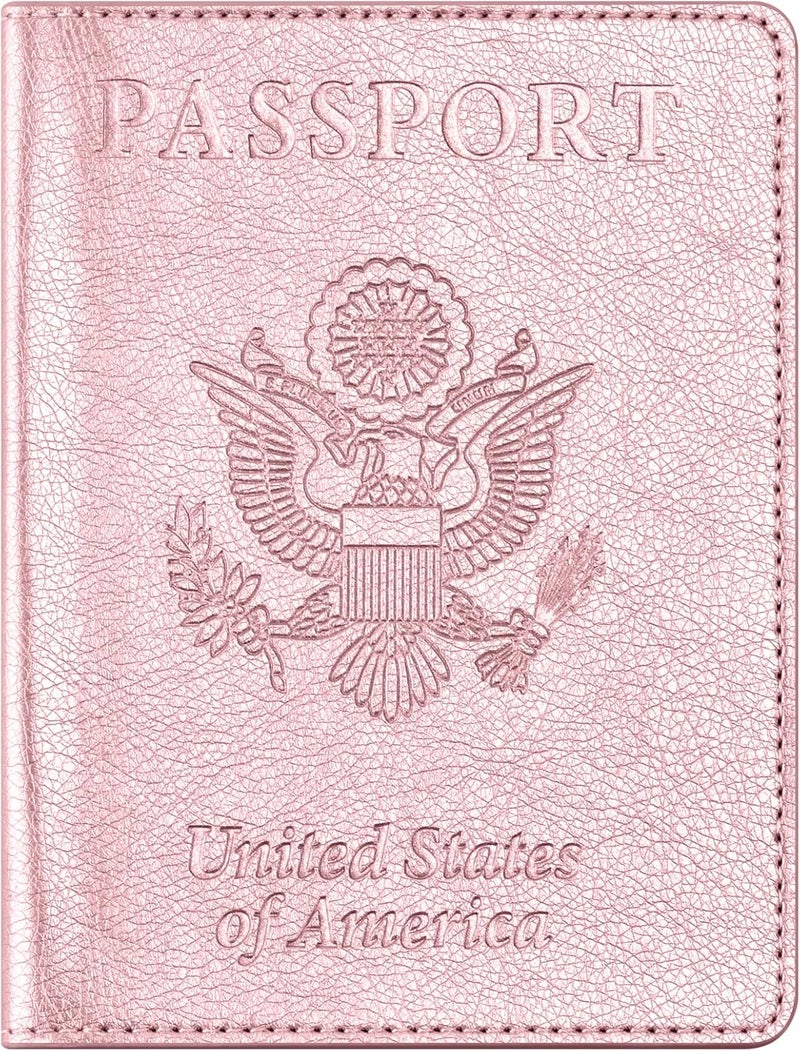 Eoehro Passport and Vaccine Card Holder Combo, Passport Cover with Vaccine Card Slot, Wallet, Passport Case Holder for Women and Men（AE-Rose gold - Image 1