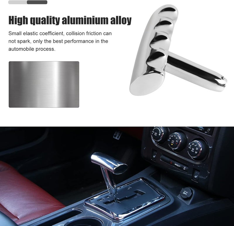 SQQP مقبض تغيير التروس من سبيكة الألومنيوم، مناسب لسيارات جيب رانجلر JK (Jeep Wrangler JK) للأعوام 2012–2017، وكذلك لسيارات جيب دودج شارجر (Dodge Charger)، تشالنجر (Challenger)، وكومباس (Compass) بلون كروم (Chrome). - Image 4
