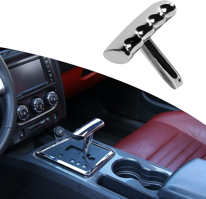 SQQP مقبض تغيير التروس من سبيكة الألومنيوم، مناسب لسيارات جيب رانجلر JK (Jeep Wrangler JK) للأعوام 2012–2017، وكذلك لسيارات جيب دودج شارجر (Dodge Charger)، تشالنجر (Challenger)، وكومباس (Compass) بلون كروم (Chrome). - Image 1