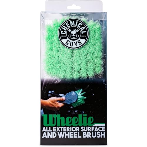 Chemical Guys ACCG08 Wheelie All Exterior Surface and Wheel Brush (Safe for Cars, Trucks, SUVs, RVs, Motorcycles, & More) Green - Image 1