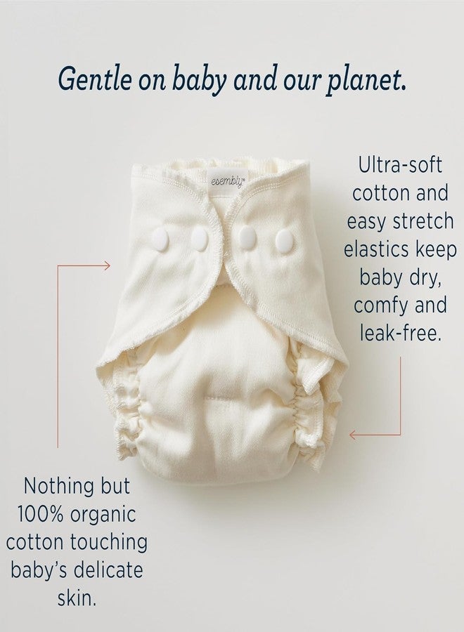 Esembly Cloth Diaper Bundle Set - 3 Organic Cotton Absorbent Inners and 1 Waterproof Outer Diaper Cover - Reusable, Washable, Snap Closure Cloth Diapers - Size 1 (7-17lbs), Botanic Gardens - Image 4