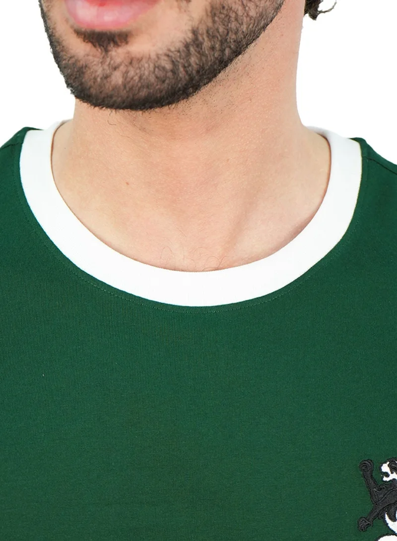 GIORDANO  Men’s Slim Cotton Crew Neck Tee with Embroidery for Men | Best Price UAE