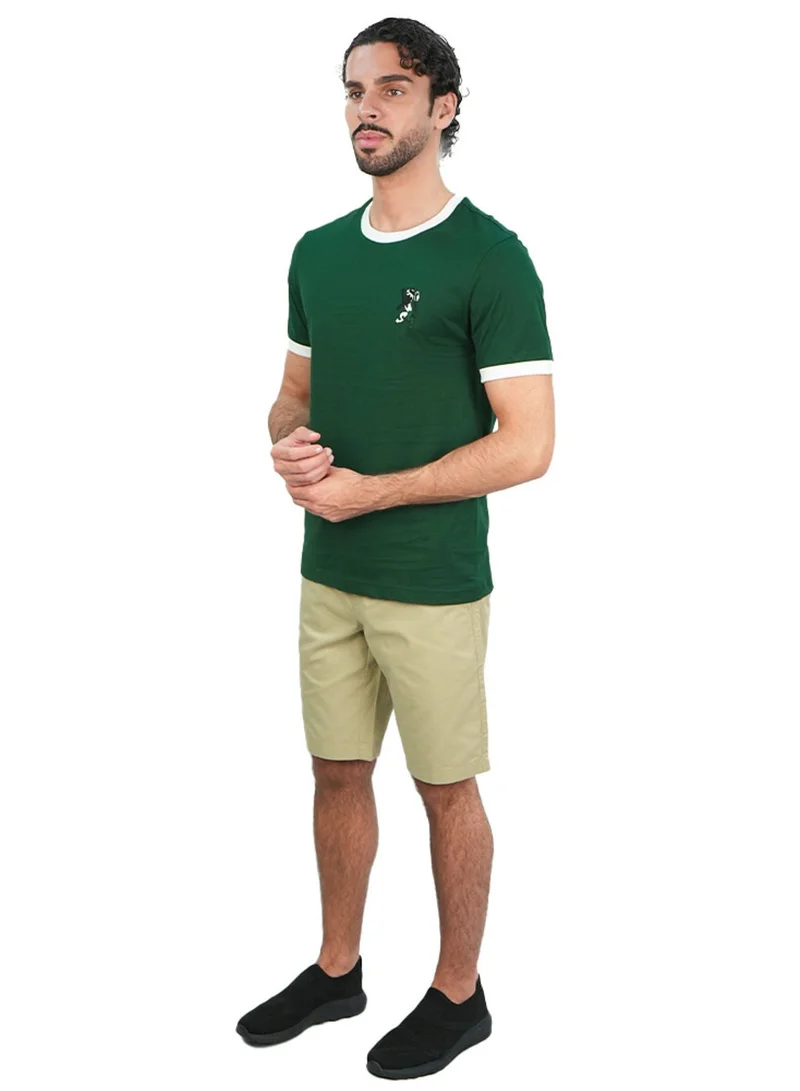 GIORDANO  Men’s Slim Cotton Crew Neck Tee with Embroidery for Men | Best Price UAE