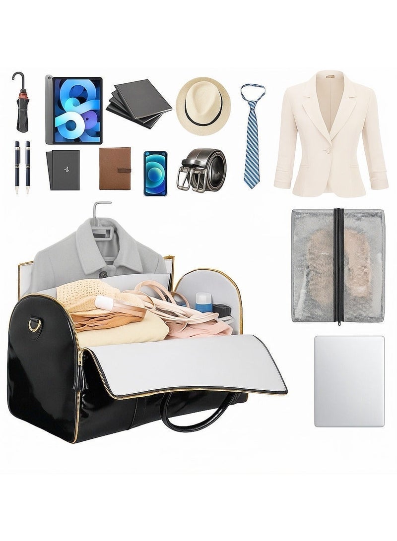 Ayeeb Large Elegant Garment Easy Neat Duffle (LEGEND)Travel Bag Foldable Blazer Cover Suit Bag, Quick Pack Large Carry-on Hand Luggage,Anti-wrinkle Zip Open Waterproof Portable Baggage for Business Flights Honeymoon Vacation Trip (Legendary Black) - Image 2
