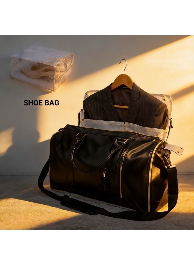 أييب حقيبة سفر كبيرة وفعّالة وسهلة الحمل (ليجند) للرجال والنساء، غطاء بدلة قابل للطي مع حقيبة أحذية مجانية، حقيبة يد سريعة التعبئة، حقيبة سفر محمولة مقاومة للتجاعيد بسحاب كامل ومقاومة للماء (أسود ليجند) - Image 4