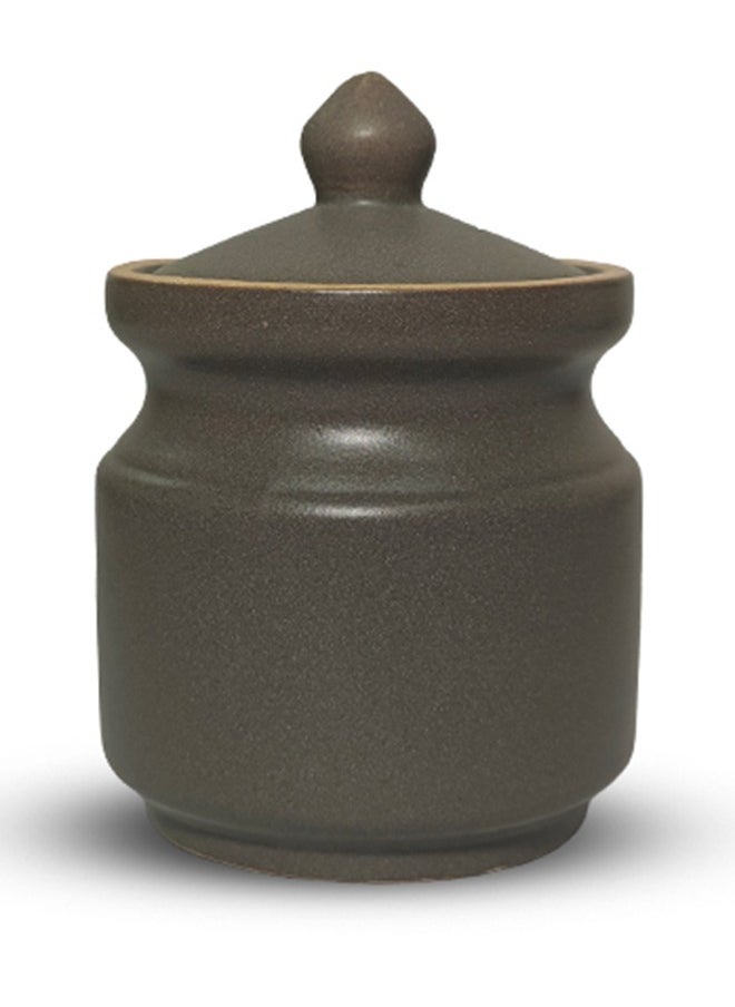 Dash And Twine Elegant Ceramic Grey Dip Jar with Lid and Classic Glossy Finish  - Image 2