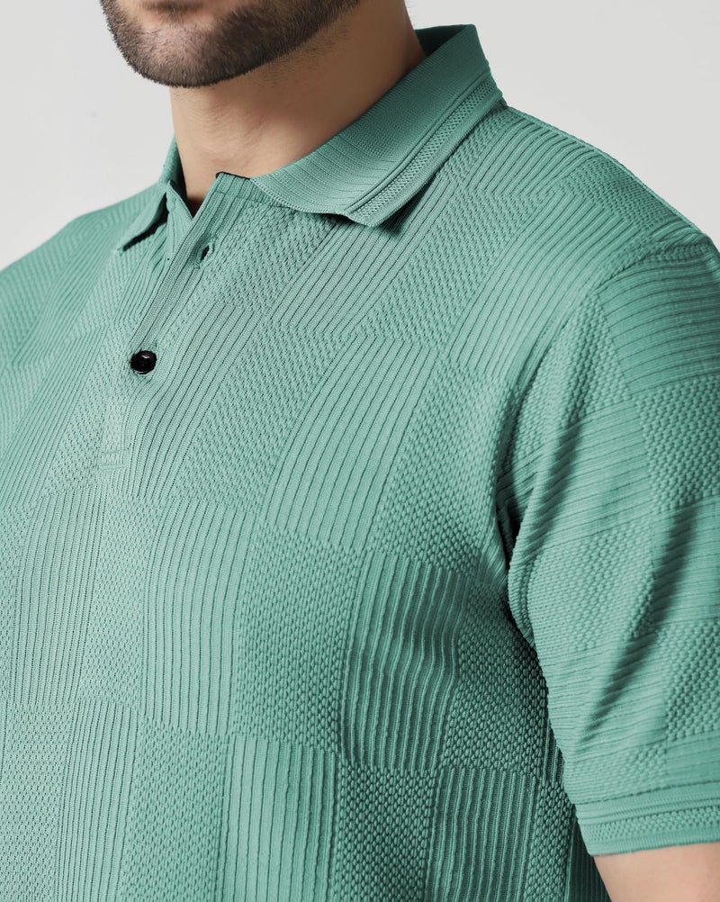 TOPLOT Men's Polo T Shirt | Half Sleeve Design | Comfortable Fit Wear | Stylish Casual Look | Breathable Feel |Modern Style | Easy Movement | Casual & Everyday Wear (Checkered-Polo-5280-Green-M) - Image 2
