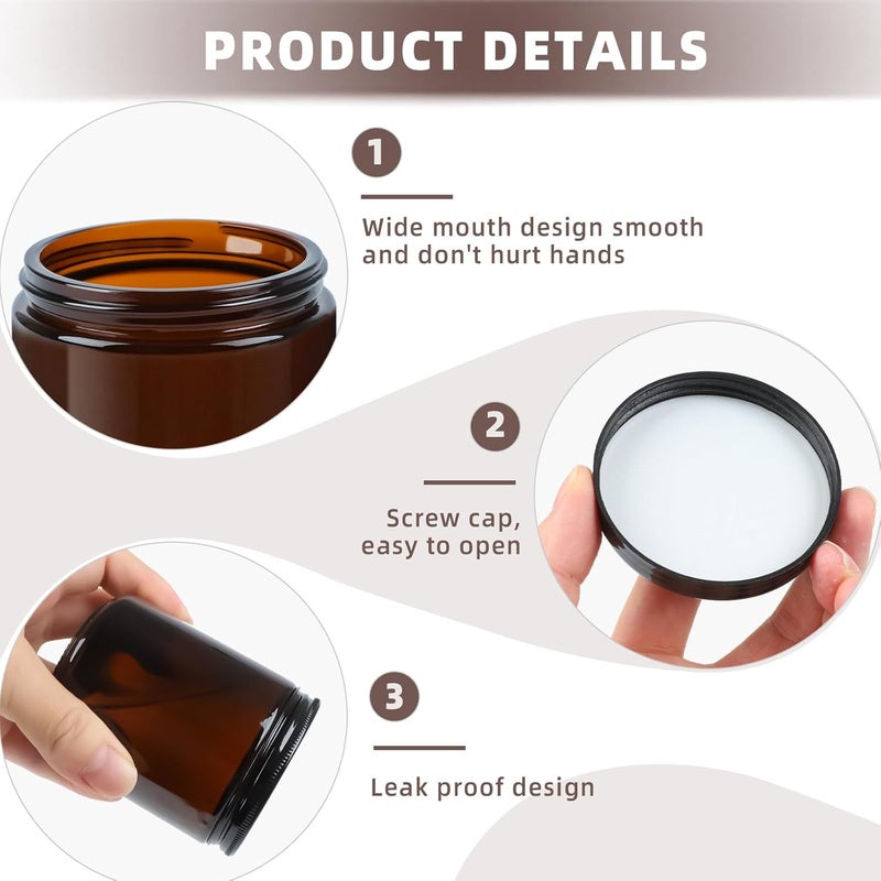 SKYLINK 8OZ 12Pack Glass Jars with plastic Lids with Metal Lids,Brown Round Empty Candle Jars with Airtight Lids,Small Mason Canning Jars for Food,Candle,Honey,Candy - Image 5