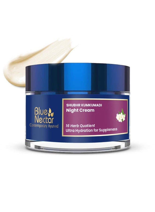 Blue Nectar Shubher Kumkumadi Night Cream for Women for Glowing Skin | Kumkumadi Face Cream for Night Repair, Ultra Hydration & Skin Brightening for Oily & Dry Skin (16 Herbs, 50g) - Image 1