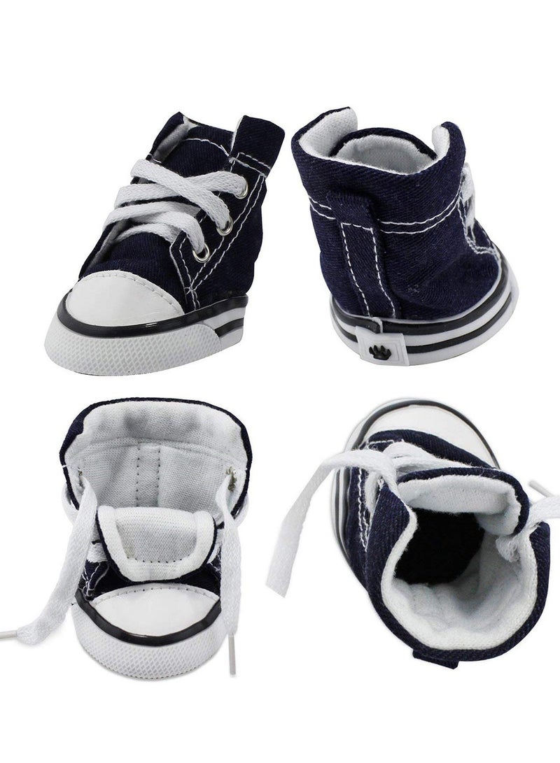 Breathable Dog Boots, Nonslip Canvas Sport Shoes, Anti-Slip Rubber Sole Dog Booties, Puppy Dog Boots  Paw Protectors for Hot Pavement,  Ourdoor Walking, Indoor Hardfloors(Blue, 4PCS) - Image 4