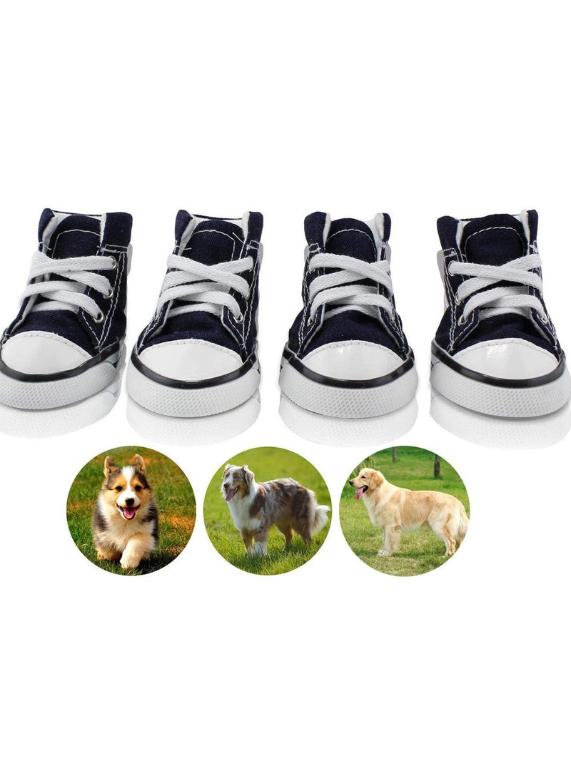 Breathable Dog Boots, Nonslip Canvas Sport Shoes, Anti-Slip Rubber Sole Dog Booties, Puppy Dog Boots  Paw Protectors for Hot Pavement,  Ourdoor Walking, Indoor Hardfloors(Blue, 4PCS) - Image 1