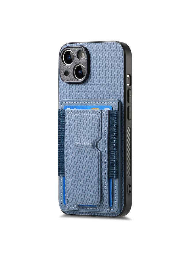 S-TOP Case For iPhone XR Carbon Fiber Fold Stand Elastic Card Bag Phone Case - Image 2