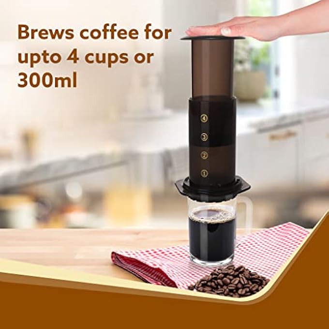 AGARO Regency Manual Press Coffee Espresso Maker Travel Coffee Maker Portable Bonus 500 Paper Filter - Image 3