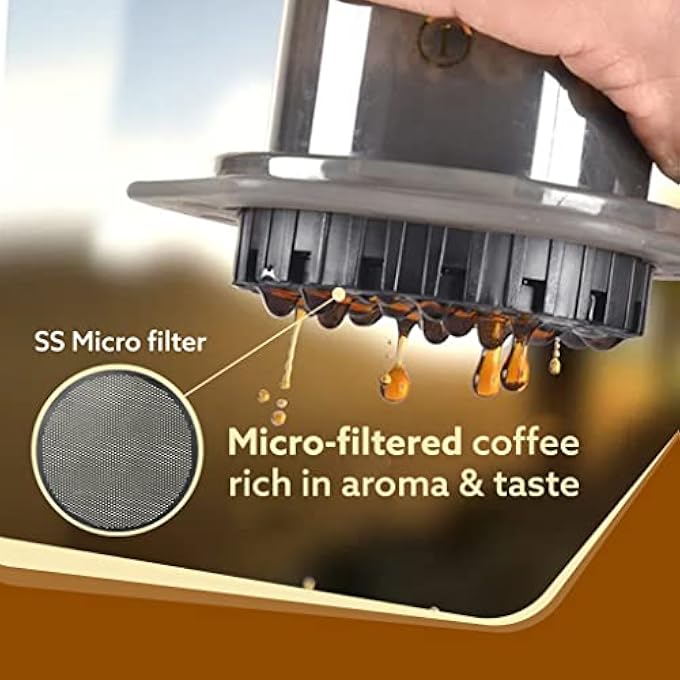 AGARO Regency Manual Press Coffee Espresso Maker Travel Coffee Maker Portable Bonus 500 Paper Filter - Image 2