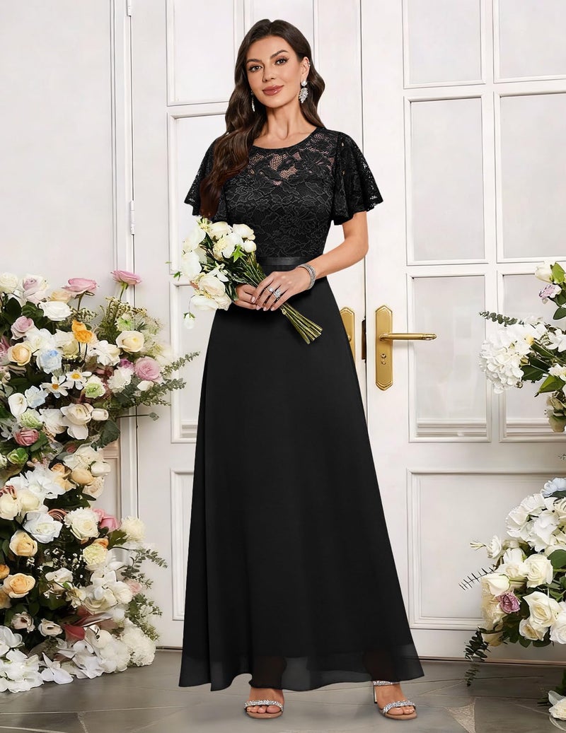 DRESSTELLS Black Formal Dresses for Mother of Bride, Wedding Guest Cocktail Bridesmaid Prom Party Evening Gown,Vestidos Elegantes De Mujer para Fiesta, Funeral Black L - Image 3