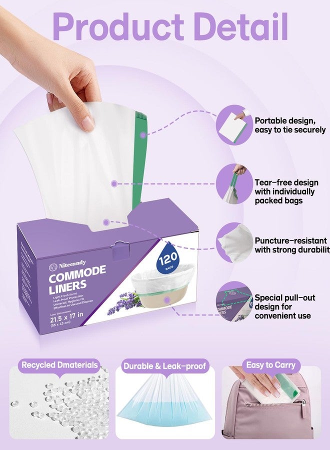 Nitecandy Commode Liners for Bedside Commode, 120 Count Universal Fit, Disposable Toilet Bags for Bedside Commode, Portable Toilet, Bed Pan, Medical Grade & Lavender Scented - Image 2