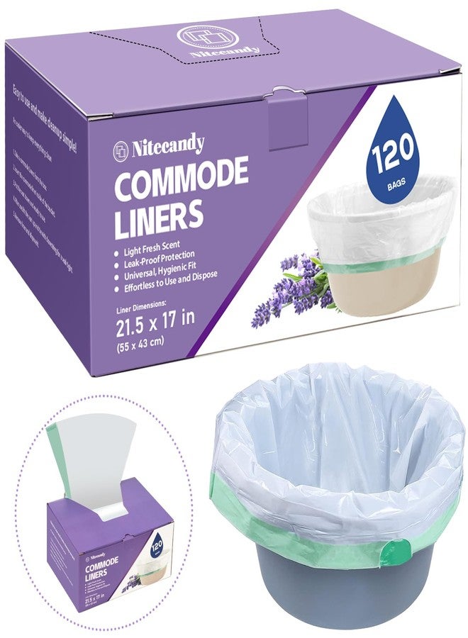 Nitecandy Commode Liners for Bedside Commode, 120 Count Universal Fit, Disposable Toilet Bags for Bedside Commode, Portable Toilet, Bed Pan, Medical Grade & Lavender Scented - Image 1