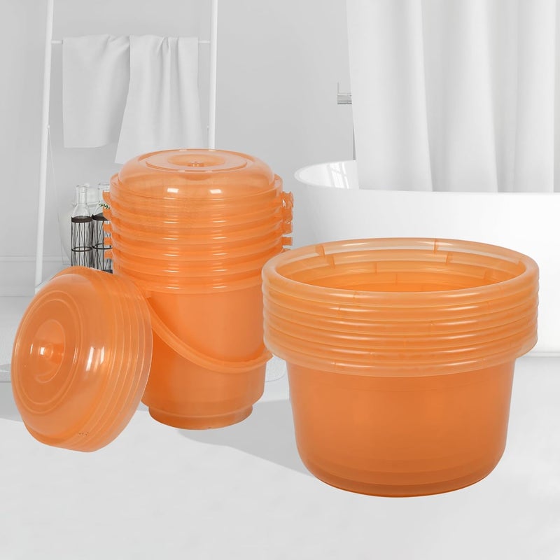 Urbane Home Urbane Home Set of 12 Bathroom Combo Set 6 Piece Tub25 L 6 Piece Bucket13 L Bathing Set Bathroom Set Modern Bathroom Accessories Set Transparent Orange  - Image 1