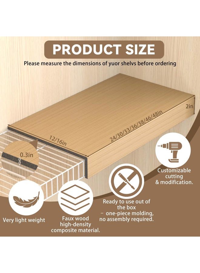 Gideio 5 Pack Size33x16in Wire Shelf Cover for Pantry, Closet, Kitchen – Waterproof PVC Wood-Look Wire Rack Covers for Shelves, Multiple No-Tool Installation - Image 3