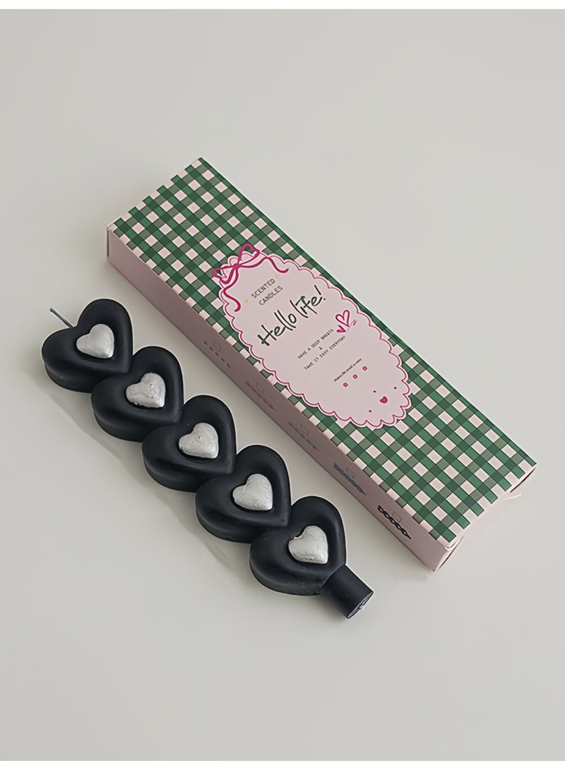 1 Pcs Handmade Long Rod Heart Shaped Scented Candle - Black Oud Agarwood Fragrance, Compatible with Most Candle Holders - Image 3