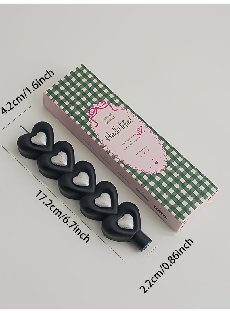1 Pcs Handmade Long Rod Heart Shaped Scented Candle - Black Oud Agarwood Fragrance, Compatible with Most Candle Holders - Image 2