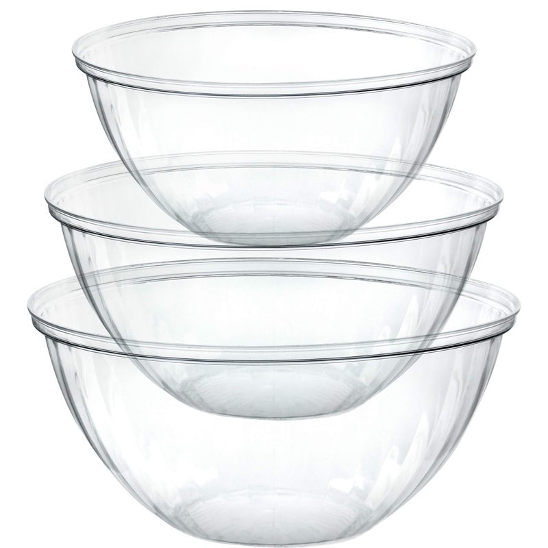 PLASTICPRO Disposable Combo Set of Salad Bowl Includes 4 48 Ounce 4 96 oz 4 150 Ounce Round Crystal Clear Plastic Serving Bowl