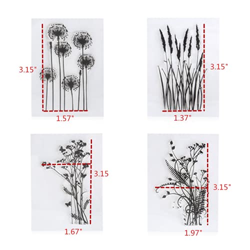 Arbuya 4pcs/Set Dandelion Lavender Flowers Leaves Stamps Rubber Clear Stamp/Seal Scrapbook/Photo Decorative Card Making Clear Stamp - Image 2