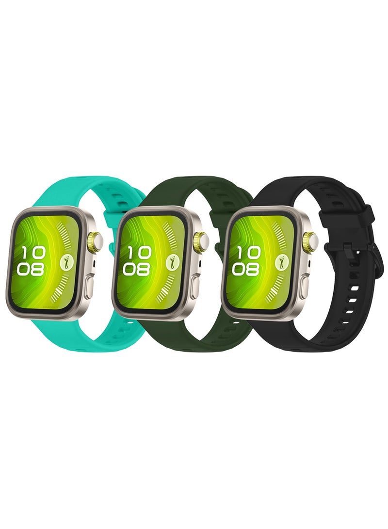 CATANES 3Packs Wristband for Huawei Watch Fit 3/Fit 4/Fit 4 Pro Bands, Silicone Bracelet Quick Release Arm Band, Replacement Smartwatch Band Quick Release Sport Straps - 3 Colours - Image 3