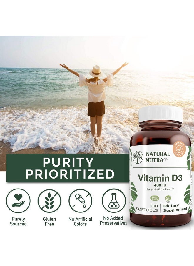 Natural Nutra Supreme Vitamin D3 400 Iu Softgels Immune Support Sunshine Vitamin Bone And Teeth Strength Glutenfree 100 Softgels  - Image 5